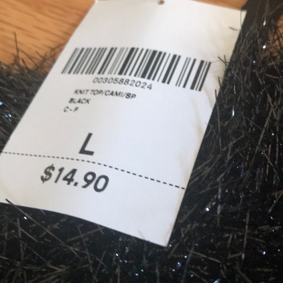 *New* Fuzzy/Furry Tinsel Spaghetti Crop Top - Picture 2 of 3